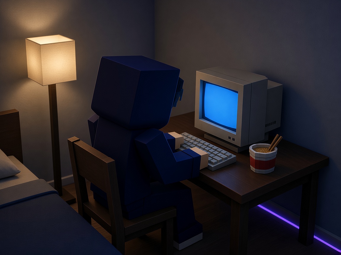 Snitch at his glowing CRT computer